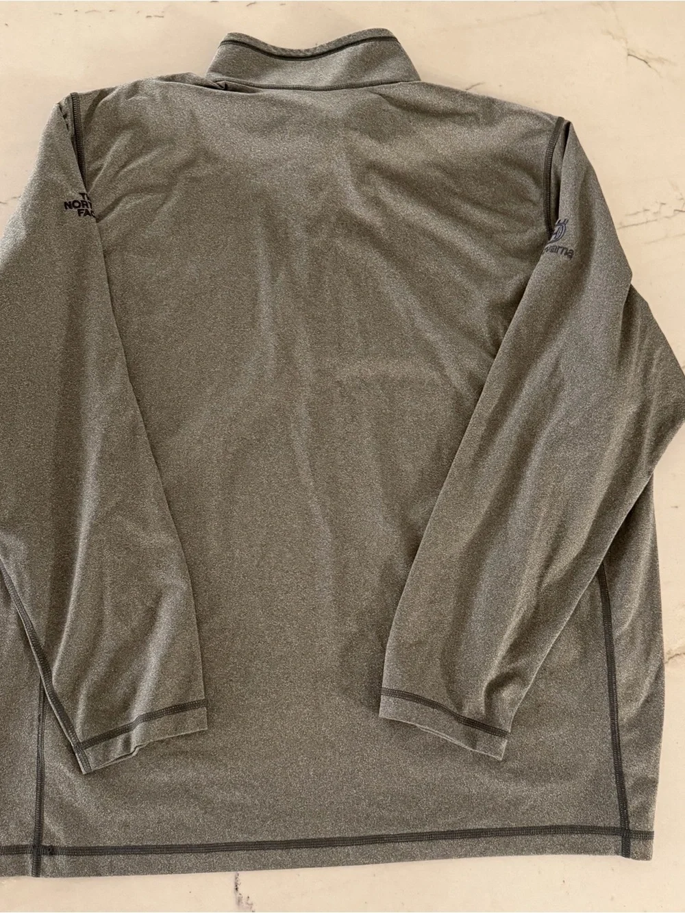 North Face Pullover Mens 2XL Gray Quarter Zip Fleece Sweater Outdoors Husqvarna